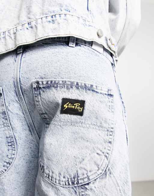 Pantalones azul lavado noventero de estilo carpintero de los años 80 de Stan Ray, 3 de 4