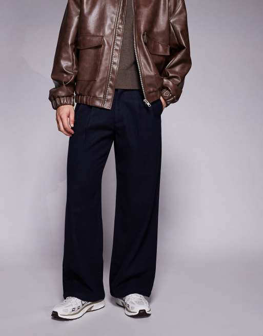 Pantalones azul marino carbón con pinzas dobles Club de Prohibited