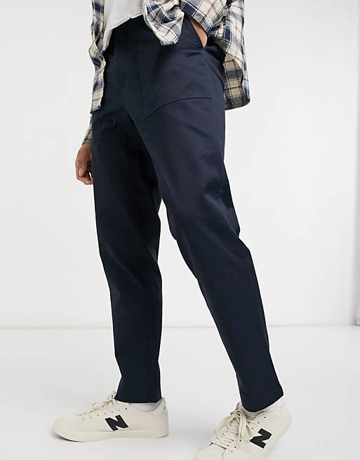 Pantalones azul marino de corte slim y estilo carpintero de Burton Menswear