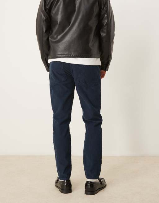 Pantalones azul marino de corte tapered de pana de ASOS DESIGN, 2 de 5