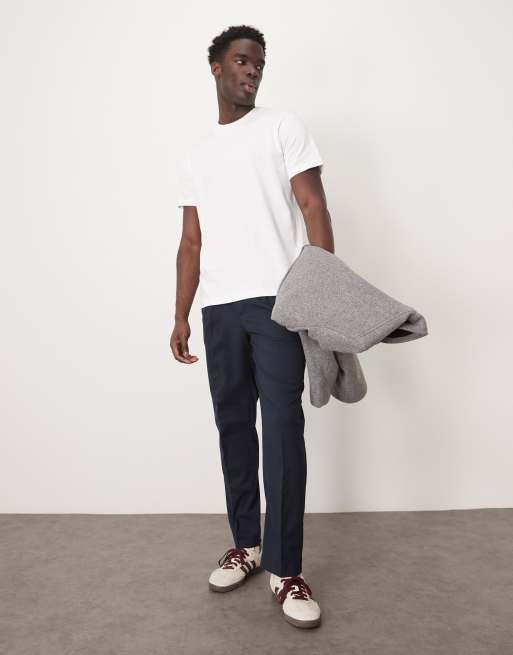 Pantalones azul marino de corte tapered holgado con detalle en la cinturilla de Selected Homme