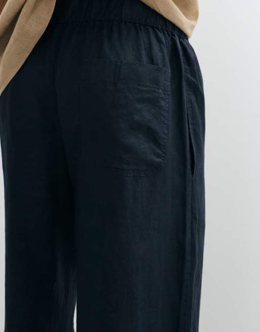 Pantalones azul marino de lino puro de ARKET, 4 de 5
