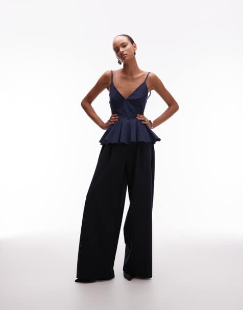 Pantalones azul marino de pernera barrel bombacha extragrande de ASOS DESIGN - view 1