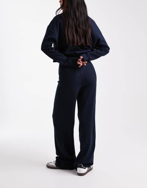 Pantalones azul marino estructurados de punto de ASOS DESIGN (parte de un conjunto), 4 de 5