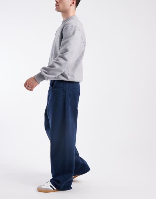 Pantalones azul marino holgados sin cierres de ASOS DESIGN, 3 de 5