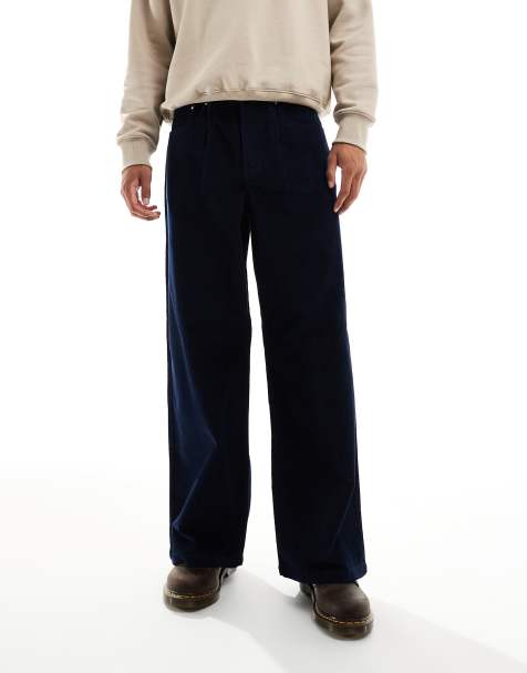 Pantalones azul marino muy holgados de pana de ASOS DESIGN - view 1