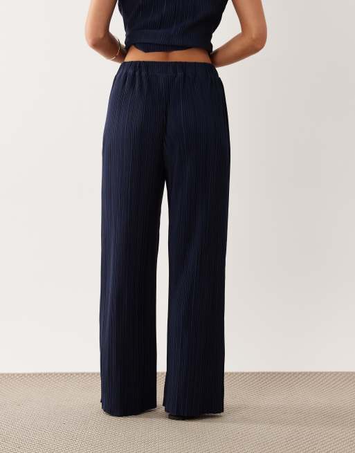 Pantalones azul marino plisados de pernera ancha de Vila Petite (parte de un conjunto), 5 de 5