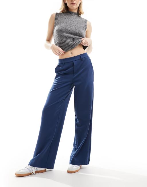 Pantalones azul oscuro de pernera ancha de denim de Object, 5 de 5