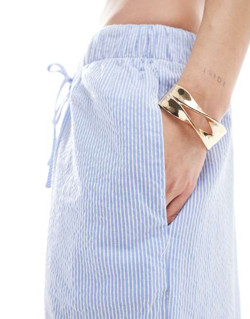 Pantalones azules a rayas de pernera ancha de ONLY (parte de un conjunto), 5 de 5