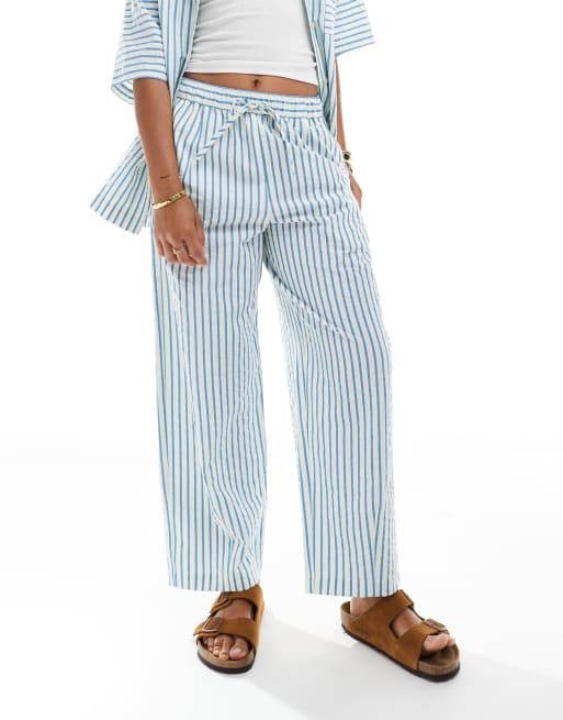 Pantalones azules a rayas de pernera barrel sin cierres de sirsaca de ASOS DESIGN (parte de un conjunto), 4 de 5