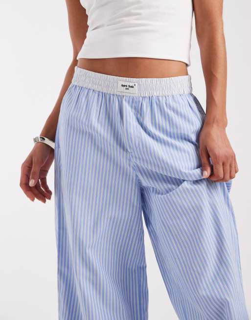 Pantalones azules a rayas de popelina de JJXX, 3 de 5