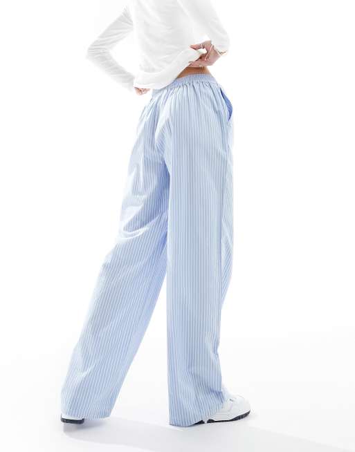Pantalones azules a rayas sin cierres con trabillas en la cinturilla de ASOS DESIGN Tall, 4 de 5