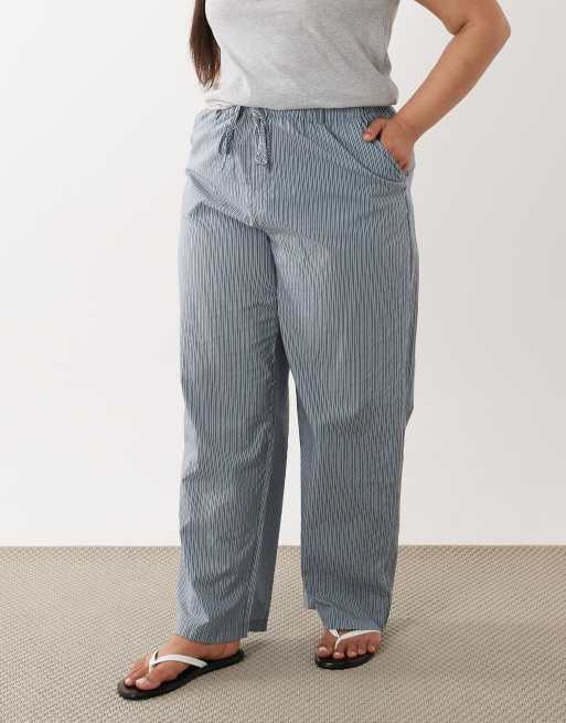 Pantalones azules a rayas sin cierres de ASOS DESIGN Curve, 2 de 5