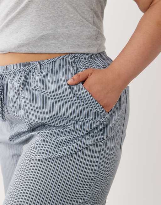 Pantalones azules a rayas sin cierres de ASOS DESIGN Curve, 3 de 5