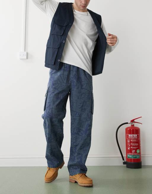 Pantalones azules cargo de corte suelto con estampado a tono de Santa Cruz