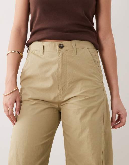 Pantalones beis de corte barrel de algodón ligero de ARKET, 3 de 5