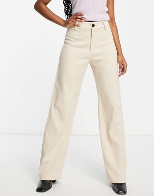 Mango tailored straight leg trousers in beige - ASOS Price Checker