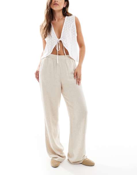 Pantalones beis de mezcla de lino de JJXX - view 1