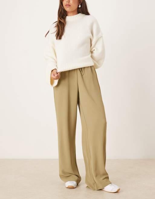 Pantalones beis de pernera ancha de JJXX