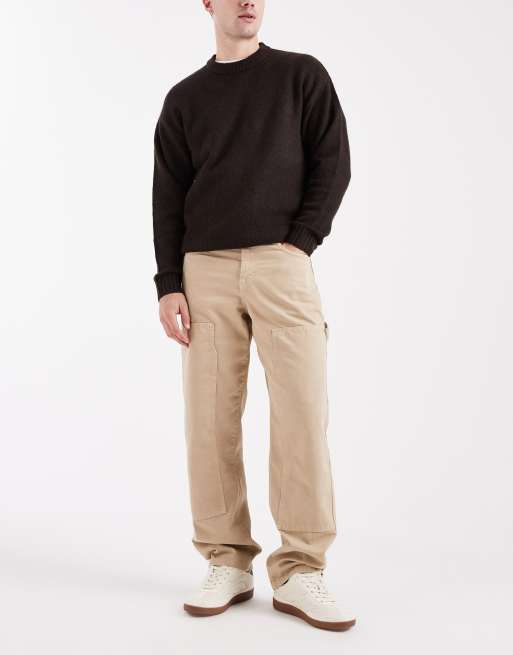 Pantalones beis holgados con detalles de estilo carpintero de ASOS DESIGN, 2 de 5