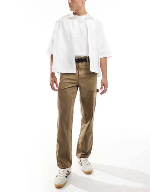 Pantalones beis oscuro lavado de estilo carpintero de Karl Kani