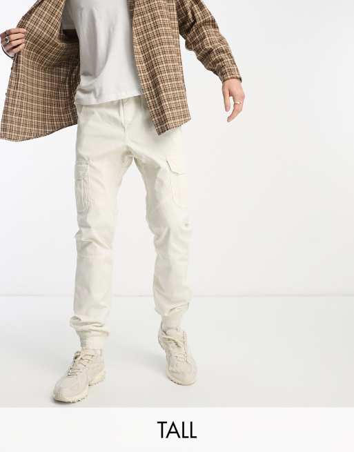 Pantalones blanco hueso cargo con bajos ajustados de Another Influence Tall