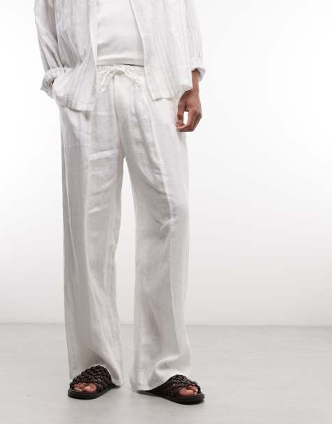 Pantalones blanco hueso de corte suelto de lino de Weekday - view 1