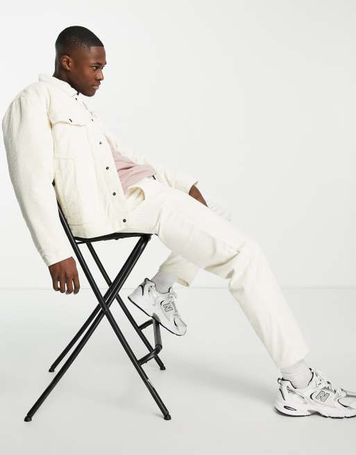 Pantalones blanco hueso holgados con cinturilla elástica de pana de Topman (parte de un conjunto), 4 de 4