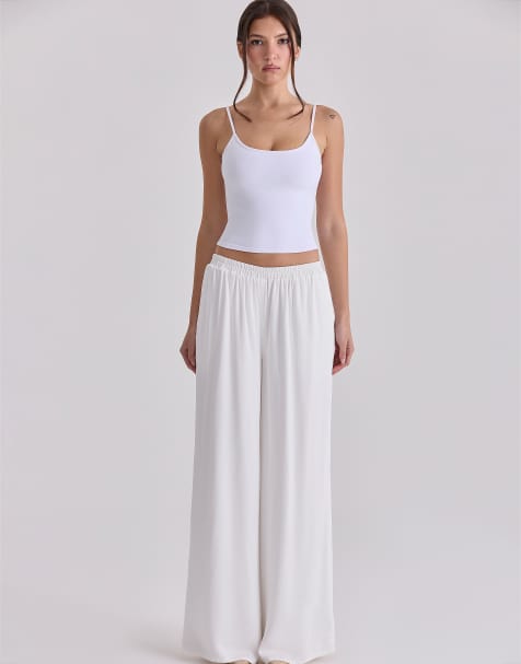 Pantalones blanco marfil de pernera ancha Alexa de House of CB - view 1
