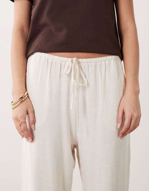 Pantalones blanco marfil sin cierres de tejido efecto lino de Miss Selfridge, 3 de 5