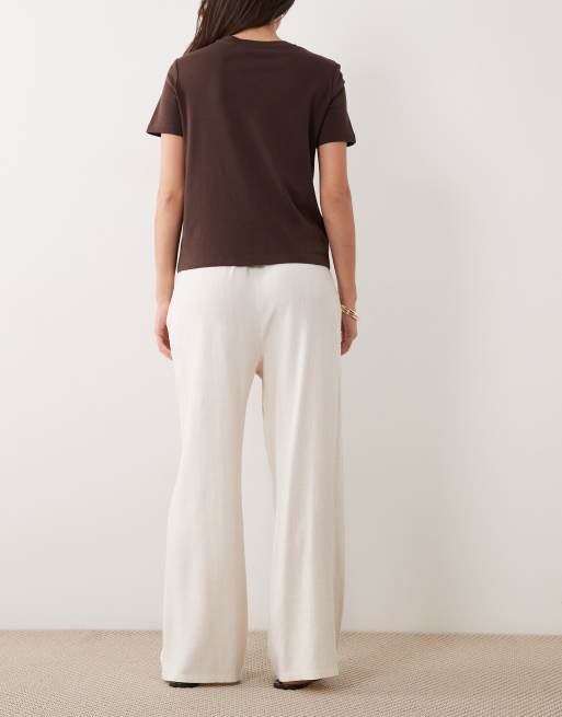 Pantalones blanco marfil sin cierres de tejido efecto lino de Miss Selfridge, 5 de 5