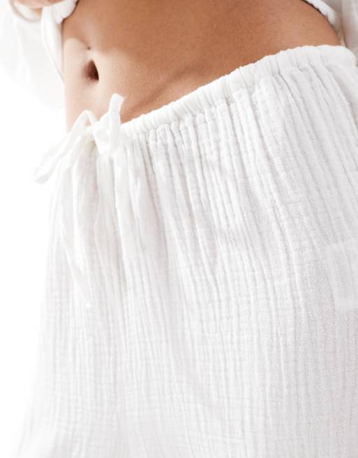Pantalones blancos con cordón ajustable de mezcla de lino de Pimkie (parte de un conjunto), 2 de 5