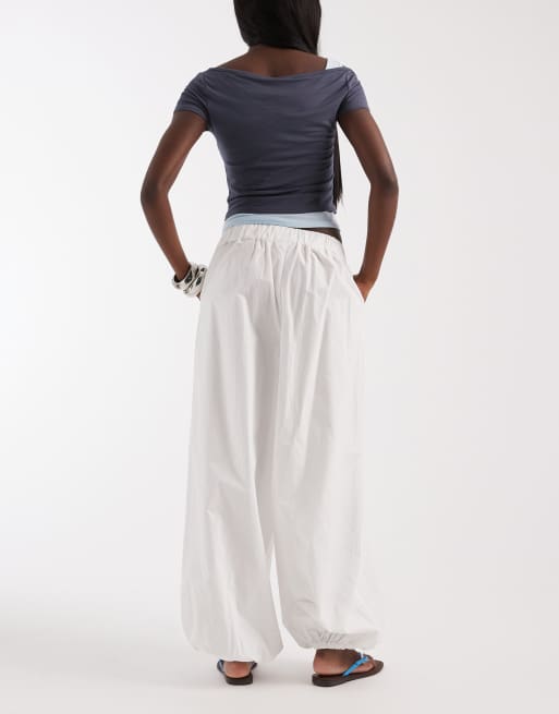 Pantalones blancos de corte bombacho de algodón de JJXX, 3 de 5