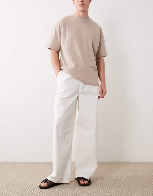Pantalones blancos de corte suelto de mezcla de lino de ASOS DESIGN, 2 de 5