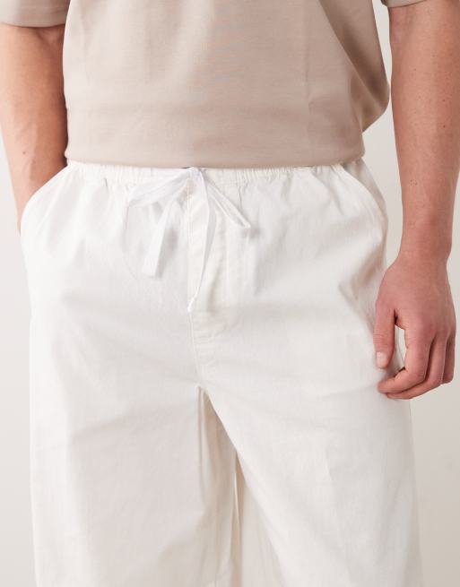 Pantalones blancos de corte suelto de mezcla de lino de ASOS DESIGN, 5 de 5