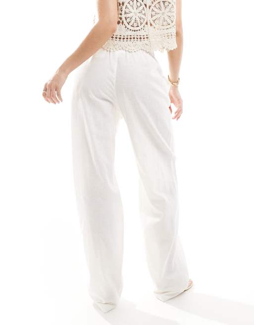 Pantalones blancos de lino de Monki, 4 de 5