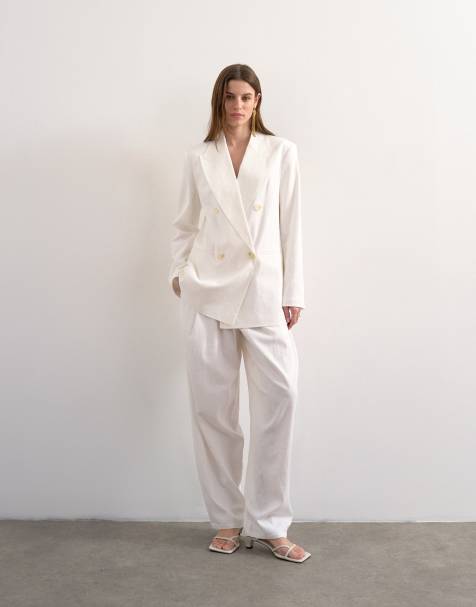 Pantalones blancos de pernera barrel de mezcla de lino de Topshop - view 1