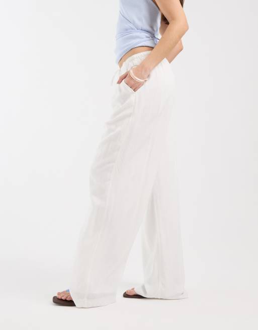 Pantalones blancos de pernera recta sin cierres de Hollister, 2 de 5