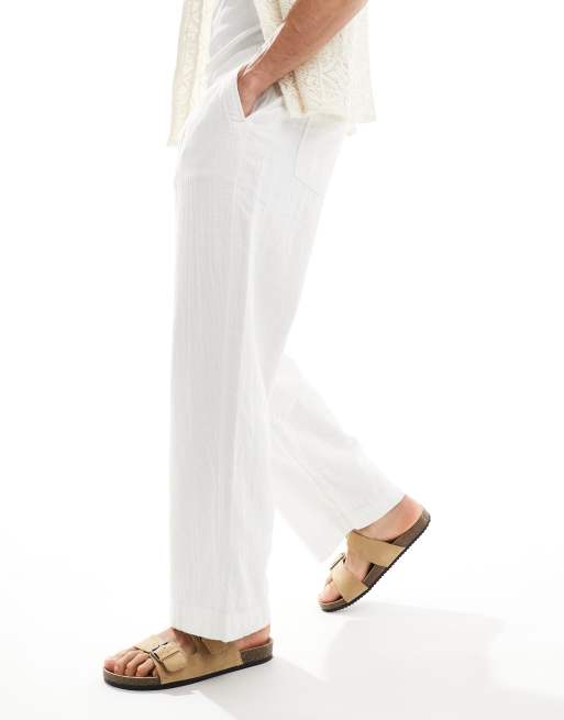 Pantalones blancos holgados sin cierres de tejido vaporoso de Abercrombie & Fitch