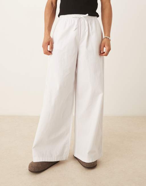 Pantalones blancos muy holgados de mezcla de lino de ASOS DESIGN, 5 de 5