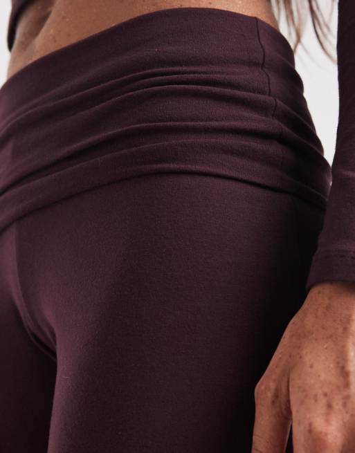 Pantalones burdeos con cintura vuelta de tejido suave Dreamy de Cotton On , 4 de 5