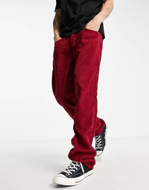 Pantalones burdeos de pernera recta de pana de Liquor N Poker (parte de un conjunto)