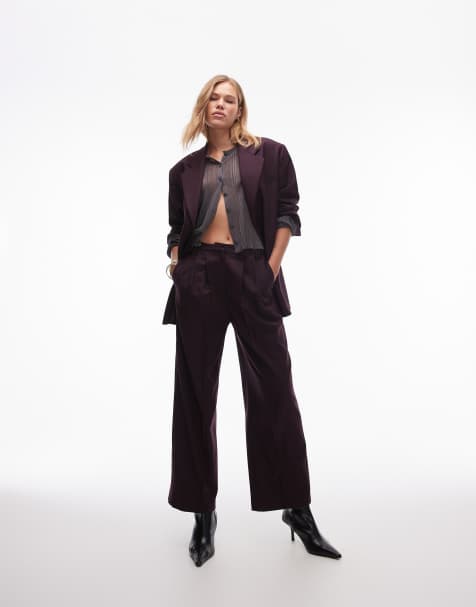 Pantalones burdeos de Topshop (parte de un conjunto) - view 1