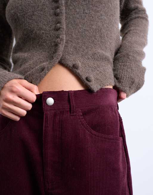 Pantalones burdeos sueltos de tiro caído de pana de Topshop, 5 de 5