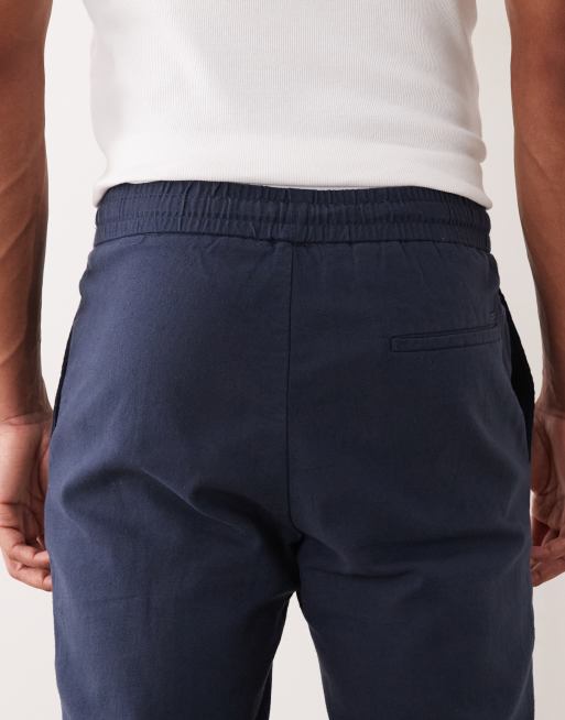 Pantalones capri azul jaspeado de mezcla de lino de ONLY & SONS, 4 de 5