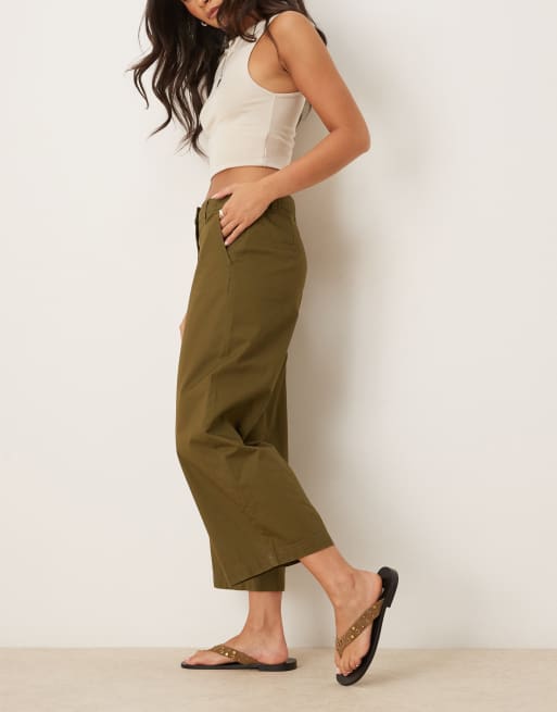 Pantalones capri caquis de pernera ancha de JDY , 3 de 5