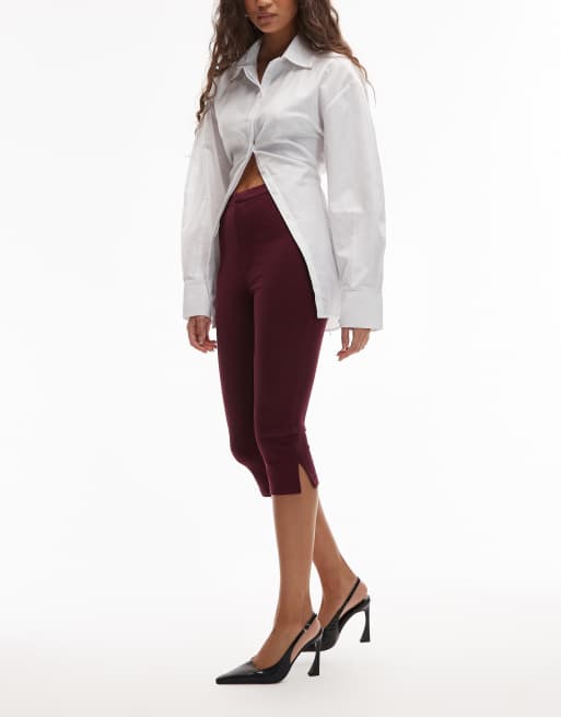 Pantalones capri color baya de punto roma premium de ASOS DESIGN , 2 de 5