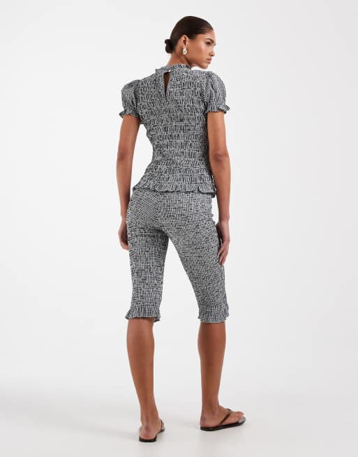 Pantalones capri fruncidos a cuadros vichy de ASOS DESIGN, 4 de 5