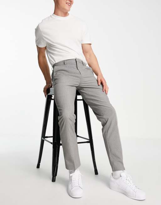 Pantalones capri grises de corte slim con estampado de pata de gallo de Burton