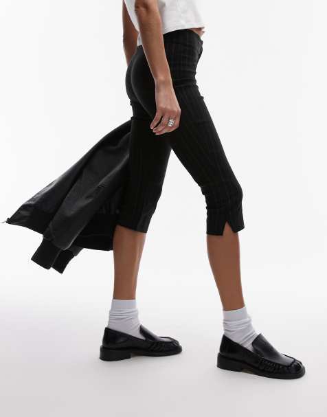 Pantalones capri negros con raya diplomática de bengalina de Topshop - view 1